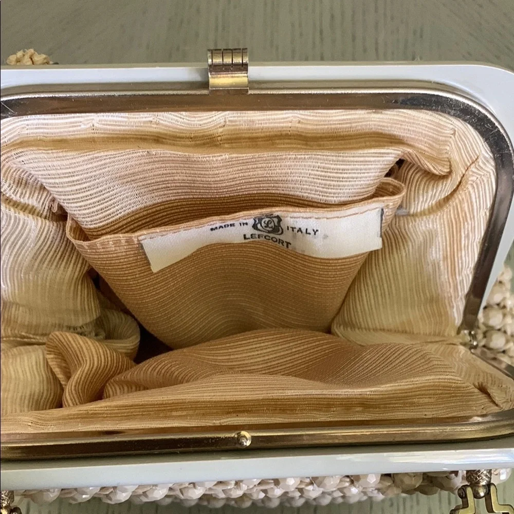 Vintage LEFCORT Elegant Cream Beaded Handbag